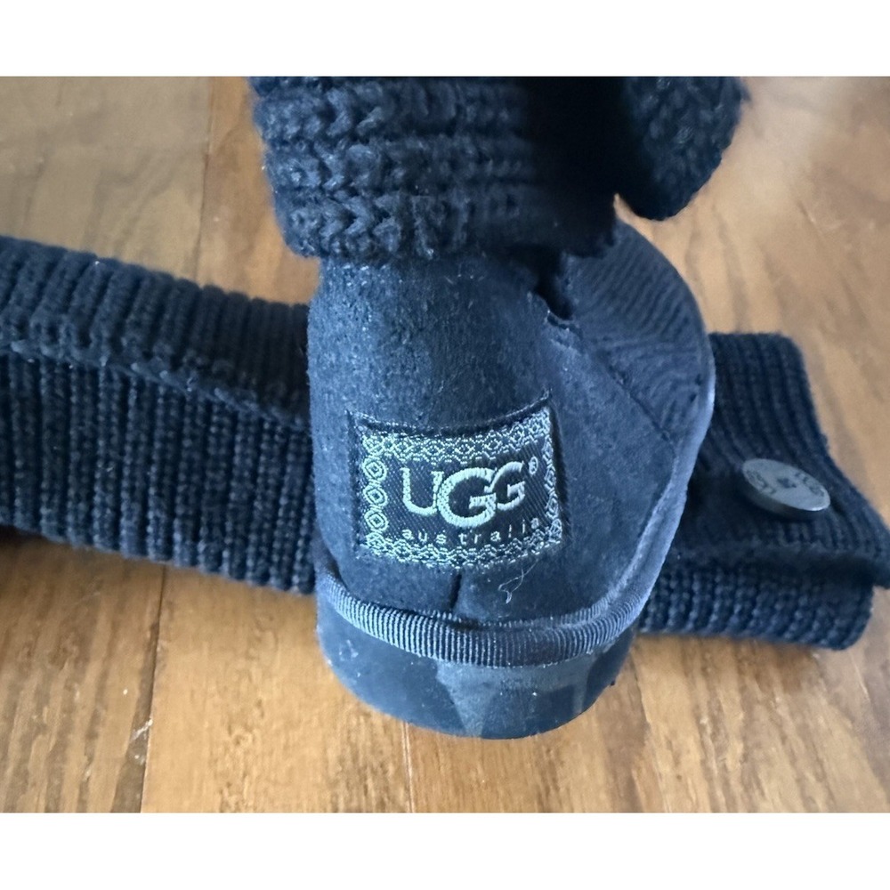 Ugg Black Cardy Classic Knitted Sweater‎ Tall Foldover Button Boot Size 7 - Picture 3 of 11